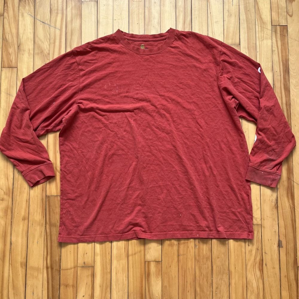 Carhartt Original Fit Long Sleeve T Shirt Red 3XL Cotton Logo Graphic